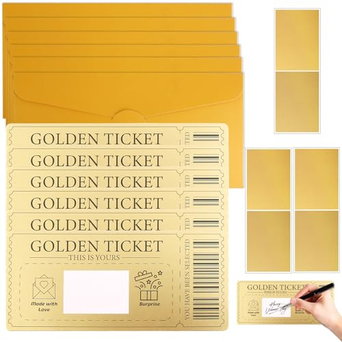 6Pcs Scratch Cards with Envelopes, Fun Golden Scratch Card Reveal for Surprise Trip or Holiday Scratch Card Reveal, Personalised Gift for Girlfriend Birthday Card, Voucher