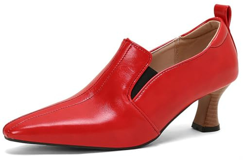Dampumps med spetsigt tåparti av lack PU-läder, låg klack, slip-on, krokodilprägling, elegant för kontor, arbete, fest och bröllop, bekväma