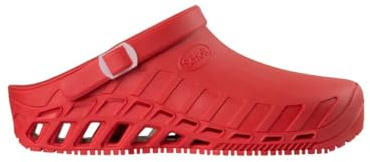 Scholl Clog Evo - Professional Sanitary Clogs for Men or Women, Ultra Light, Comfortable and Breathable, with Non-Slip Sole, Removable Memory Insole and Rotating Strap Rosso