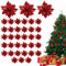Stelle di Natale Fiori Artificiali (36pz) Rossi Glitterati per Ghirlande Ornamentali - per Albero, Decorazioni Natalizie e Artigianato