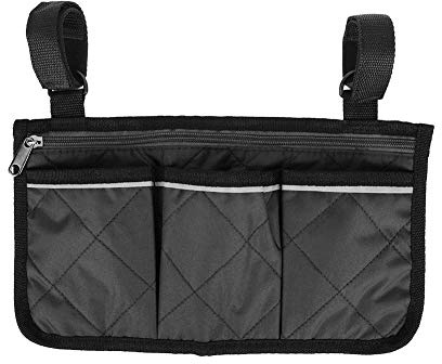 Bolso lateral para silla de ruedas, Scooter Brazo Tote Multifuncional Manos libres Reposabrazos Bolsa Organizador Bolsa de almacenamiento Walker Bolsa colgante Organizador de almacenamiento(Negro)