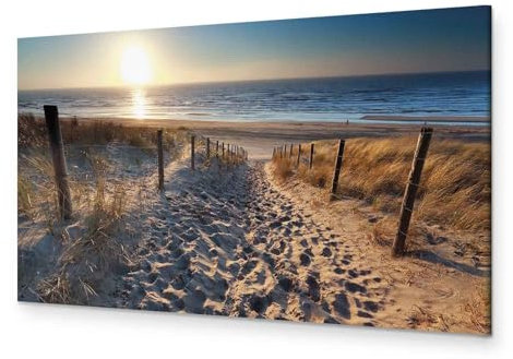 B&D XXL - Tableau Acoustique Paysage 135x45 cm 1 Partie - Décoration Isolation Phonique Bureau Chambre Panneau Insonorisant Impression sur Toile - Plage Mer Dunes Océan c-B-0134-b-a