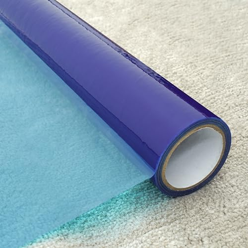 WINSOME Pellicola protettiva per moquette resistente, spessore 60 micron, rotolo autoadesivo resistente all'acqua, copertura antipolvere in plastica, rotolo da 60 cm x 25 m