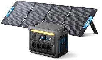 Anker SOLIX C1000 Set Tragbare Powerstation mit 200W Solarpanel, LiFePO4 Akku, 1800W Solargenerator, 4*230V Steckdosen mit max. 2400W Leistung, LFP Powerstation für Outdoor, Camping und Stromreserve