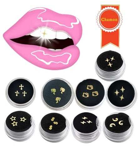 Dental Gems 18K Surface Gilding Tooth Gems Pack 27 PCs Size 3 to 5mm Ultra-Thin Teeth Gems Includes Cross Teeth Gems Tooth Jewelry