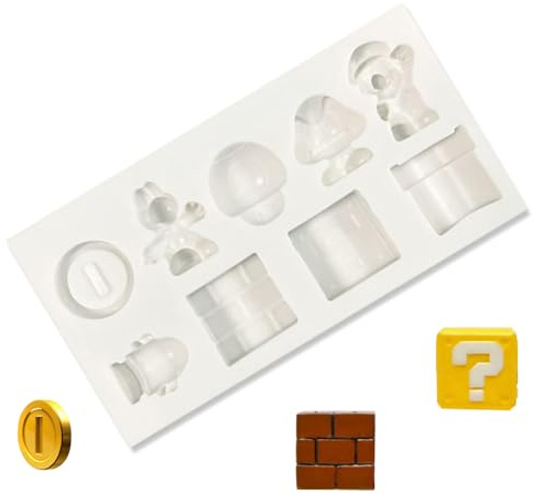 MEZHEN Moldes de Silicona Fondant Moldes Mario Molde Decoración de Tartas Herramientas para Hacer Bricolaje Dulces Chocolate Jabón Moldes Cumpleaños