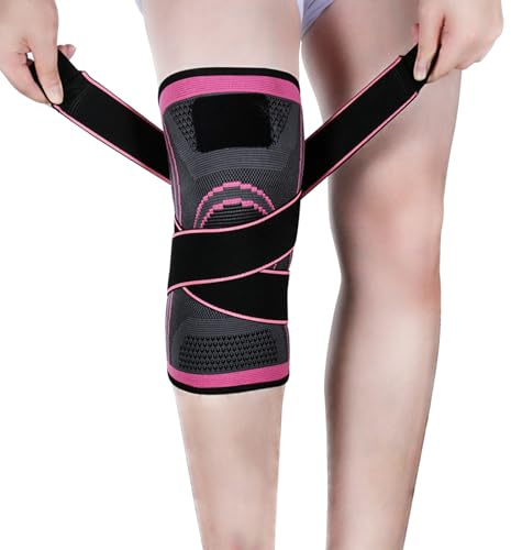 Vitoki Knee Supports for Arthritis Joint Pain 1 Pack, Knee Brace for Men & Women Knee Sleeve for Meniscus Tear ACL Running Workout Basketball Gym Pink Medium