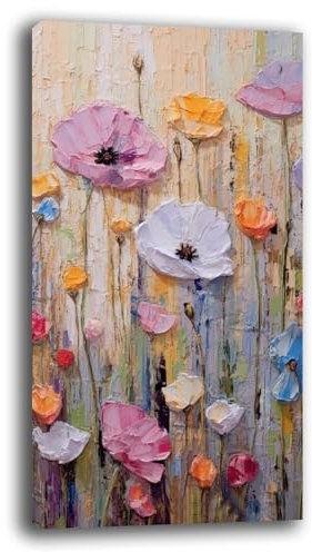 Printerland Quadri Moderni Soggiorno Verticale FIORI Quadro moderno FIORE da Parete XXL grande Stampa su tela Canvas Decorazione Murale muro Arredo Camera da letto Cucina (2, 50x100 cm)
