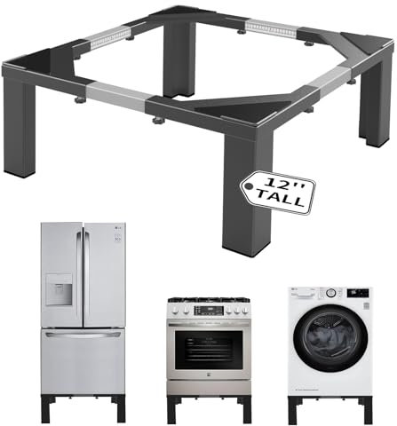 ANBase Heavy-Duty All Steel Laundry Pedestal 12 Height , Full size Universal Washing Machine Stand , Dryer Stand，Suitable for all Washer and Dryer Stand (Black)