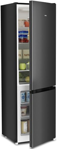 CHIQ Kühl/Gefrie Kombination 262L, XL Obst- & Gemüseschubladen, 4-Sterne Gefrierleistung | 137 kWh/Jahr, LED-Licht| 54cm B, 55cm T, 176cm H | | 38dB, Wechselbartür, Schwarz, CBM260LC