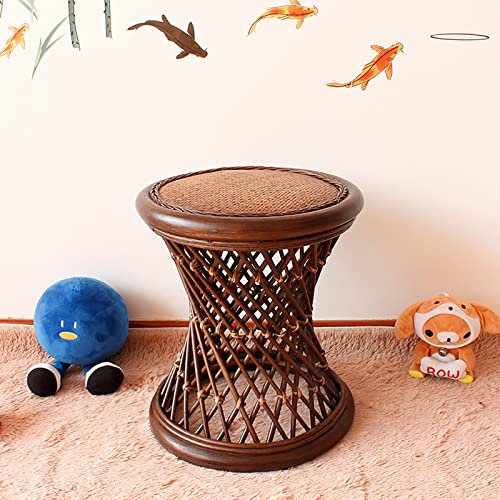 Tabouret ottoman en osier tissé à la main, tabouret en rotin naturel de qualité supérieure, tabouret rustique multifonction en bois, table d'appoint pour jardin extérieur