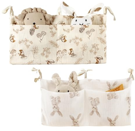WOUYTPE 2 Pièce Rangement Suspendu Lit Bebe, Organisateur pour Lit Bébé, Sac Rangement Lit Bebe, pour Ranger des Mouchoirs, des Jouets ou D'autres Objets Dans des Articles Tels Que des Lits Bébé