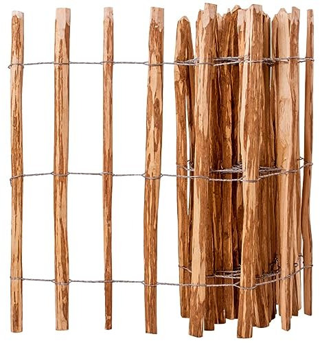 Juroupi Staccionata in Legno di Nocciolo 90x500 cm,Staccionata,Steccato per Aiuole,Giardino e Orto,Staccionata per Giardino-43137