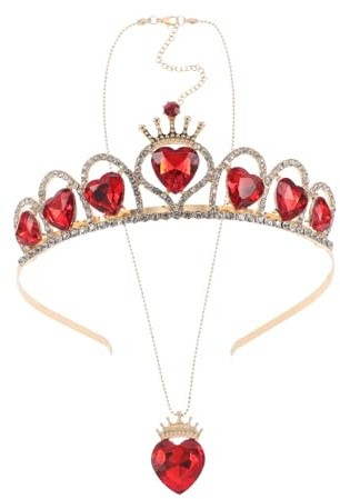 GANAZONO Diadème Alliage avec Strass Couronne Cœur et Collier pour Mariage et Anniversaire Femme Accessoire de Tête Élégant