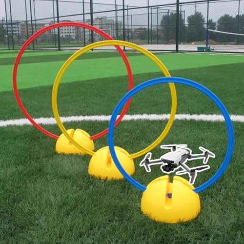 Hinderbana för DröNare FPV-drönarbyggsatser för Racing, Hinderbana för Drönarbyggsatser med 3 Lättmonterade Grindar i Olika Storlekar, Flygplansövningshemma(Diameter 40cm (15 3/4))