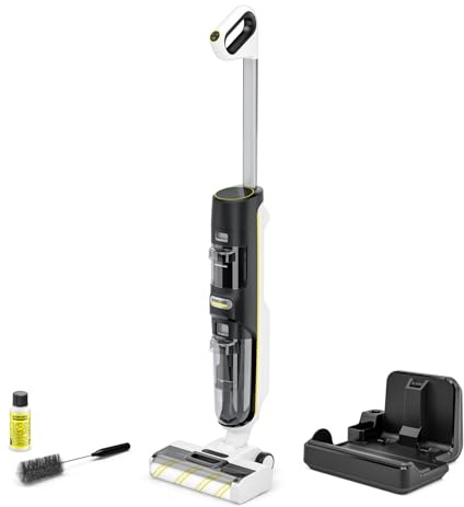 Karcher Sugmopp FCV 4 Dry, trådlös sugmopp med 4 rengöringslägen, batteritid: ca 45 min, yteffekt per batteriladdning: ca 200 m², rengöring, laddnings- och torkstation