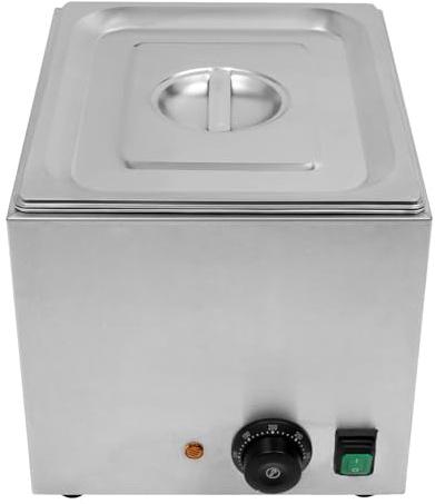 10 l elektrisk korvvärmare, 1 300 W rostfritt stål korvvärmare, 50 – 300 ℃ gastrokorvkokare, korvkokare med ånggaller och lock, korvvärmare för snackbarer, bagerier, 39 x 30 x 27 cm