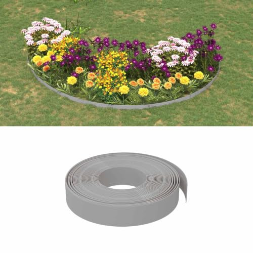 Ziaphsol Borde de jardín de 25 m de polietileno, gris, 10 cm de altura para bordes, bordes de césped para delimitar caminos de césped y parterres, bordes flexibles para una estructura de jardín limpia