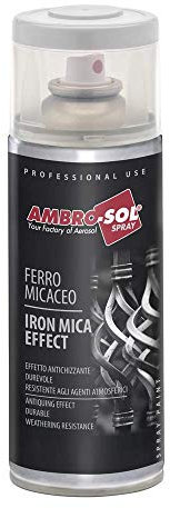 Ambro-Sol V400MIC6 Smalto / Vernice Effetto Ferro Micaceo, Ideale per Verniciare Interni, Esterni e Complementi d’Arredi, Bomboletta Spray in Banda Stagnata Riciclabile 400 ml, Argento