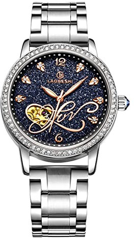 rorios Armbanduhren Damen Automatische Mechanische Uhren Leuchtend Sternenklarer Himmel Zifferblatt Edelstahl Band Damenuhren