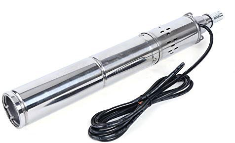 Pompe de puits immergée solaire 24 V CC 370 W en acier inoxydable Pompe submersible jusqu'à 65 m, 2 m³/h