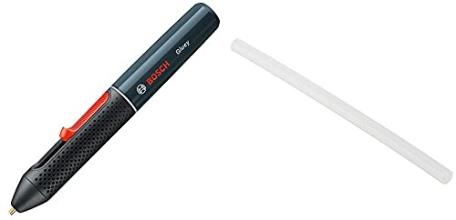 Bosch Akku Heißklebestift Gluey Smoky Grey (mit 20 Klebesticks, im Karton) grau & Klebesticks Ultra (10 Stück, Ø 7 mm)