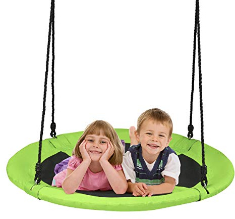 Maxmass Kids Nest Swing, Children Round Swing Seat, Adjustable Hanging Tree Swings for Kids and Adults, 150Kg Capacity (Green)