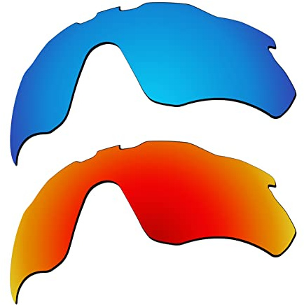 EZReplace Verres de rechange pour lunettes de soleil Oakley Radar EV Path XS OJ9001 (verres polarisés) – Compatible avec monture Oakley Radar EV Path XS (bleu glacier + rouge feu), Bleu glacier +