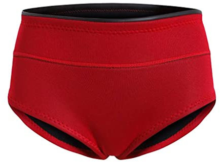 pistro Damen-Neoprenanzug, 1,5 mm, Neopren, Taucher, Schnorchel, Unterwäsche, kurze Hose, flache Kurzschlüsse, Rot, XL