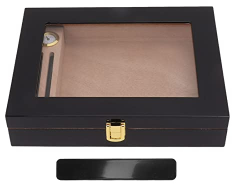 Cigarr Cigarrlåda Bra Tätning Äkta trä Akryl Bärbar Cigarr Humidor för Skrivbordet