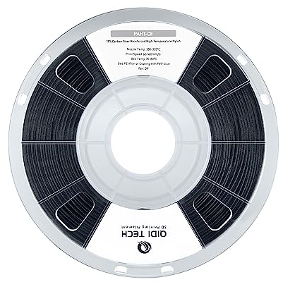 QIDI TECH PAHT-CF Kohlefaser Hochtemperatur Nylon Filament 1.75mm,1Kg Spule 3D Druck Filament, hohe Festigkeit,hohe Präzision, schwarz