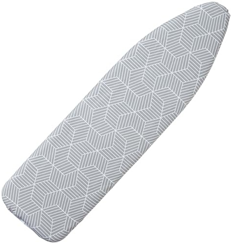 Seiritex Ironing Board Cover with Padding 15 x 54 inch Standard Full Size, Heat Reflective with Hook and Loop Fasteners, Thick Padding with Elasticized Edges, 3 Layers Iron Board Cover (Gray Cube)