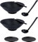 MSYU 2 Sets Ramen Bowl, 1100ml (37 oz) Black Large Melamine Asian Soup Bowl - Unbreakable Japanese Style With Chopsticks, Soup Spoons & Saucers for Noodles, Udon