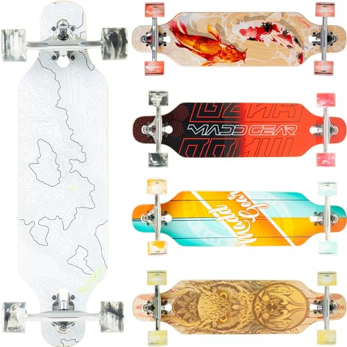 Cruiser Skateboard pour adultes et adolescents, plateau en érable léger de 78,7 cm, roues lisses de 70 mm, longboard Madd Gear (Terrain)