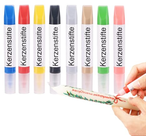 Ovaletta Set di 8 colori per candele, candele, piastre di cera per candele, candele, penne per candele, candele per decorazioni, set per pittura in ceramica, 10 ml