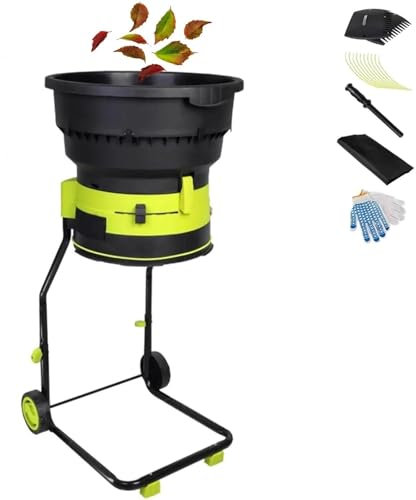 ANGDI Trituradora de Hojas, trituradora de jardín eléctrica de 2500 W con Ruedas, trituradoras de Hojas de 8000 RPM, trituradoras y trituradoras con Bolsa recolectora, Abertura de Embudo Grande