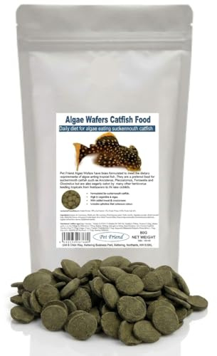 Pet Friend Algae Wafer 80g - Pleco Formulae With Spirulina & Insect Meal For Bottom Feeding Tropical Aquarium Fish Including Plecostomus Catfish Loach & Mbuna Species