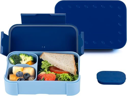 Pavlleen Brotdose Kinder mit Fächern, 900 ml auslaufsichere Lunchbox, Reise-Lunchbox, Jausenbox Brotbox, geeignet für Schule,Picknick, mikrowellen/spülmaschinenfest (blau)