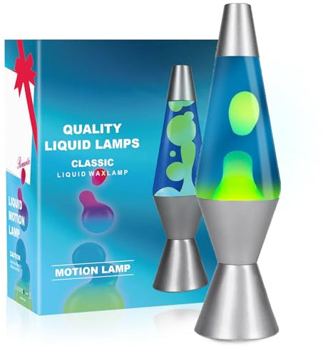 AONESY Lampada da lavaggio 37cm Blu scuro Liquido e cera gialla Lampada da lavaggio per bambini Luce colorata Regalo di Natale Compleanno