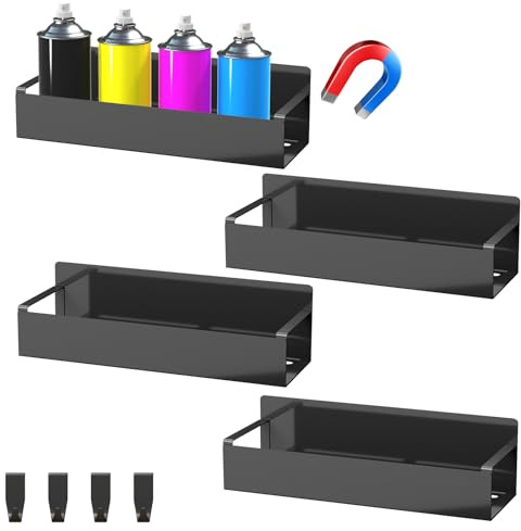 OFDMNY 4 Pcs Magnetic Spray Can Holder, Magnet Tool Holder, Wall Mounted Spray Bottle Holder, Mechanic Paint Can Organizer, Tool Box Storage Rack for Garage Home Workspace