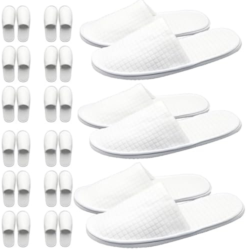 DNSHAN 10 Pairs of Hotel Slippers, Disposable Deluxe Closed Toe Spa lippers, Hotel Slippers Women, White House Shoes Washable and Foldable Winter slippers for Spa, Party Guest and Travel