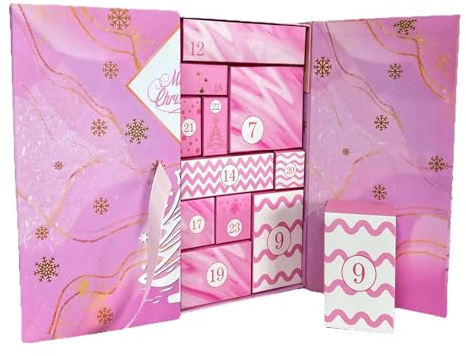 Återanvändbar adventskalender - Fyllbar familjekalender, tom låda, 24 galler, adventsjul, vuxna, vänner, julstrumpor, festgåvor, födelsedag
