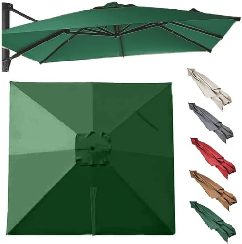 8 Stecche Telo Di Ricambio Per Ombrellone Da Giardino 2.5x2.5m 3x3.0m 3x4m Copertura Per Ombrellone A Sbalzo, Baldacchino Telo Di Ricambio Per Terrazza(Green,2.5x2.5m/8x8ft)