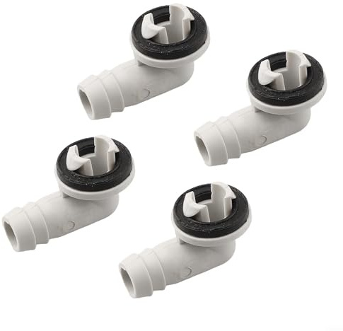 Codo de manguera de drenaje de aire acondicionado de plástico duro con goma para sello de anillo compatible con tubos de condensado de CA estándar (4 piezas)