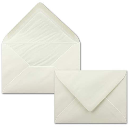 50 Briefumschläge Natur-Weiß - DIN C6 - gefüttert mit weißem Seidenpapier - 90 g/m² - 11,4 x 16,2 cm - Nassklebung - NEUSER PAPIER