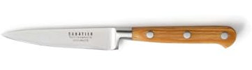 Sabatier - Couteau d'Office - Idéal pour Découper/Peler les Fruits et Légumes - Couteau de Cuisine Professionnel - Acier Inoxydable et Bois - 10 cm - Marron