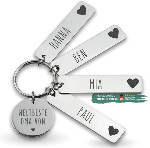 LAUBLUST Schlüsselanhänger mit Gravur inkl. Geschenkbox - Personalisiertes Geschenk für Groß-Mutter | Weltbeste Oma