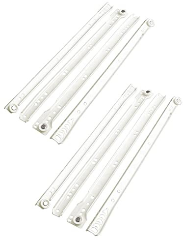 bricoleva.it Set Guide Cassetti Scorrevoli e Cassettiere ad Estrazione Totale non Ammortizzate Bianche - Disponibili in più Varianti (Misura 50 cm - Confezione da 2 Pezzi)