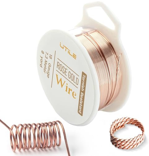 UTILE 18 20 22 24 Gauge, weich, 99 % Kupferdraht, 24 m, Schmuck, Perlen und Basteldraht, Schmuck, Herstellung, Hobby Handwerk, Dekoration, Blumen-Dekor – (Roségold, 18 Gauge)