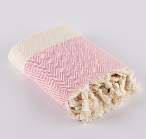 LUCIDUS Strandtuch – 100% Türkische Baumwolle, Schnell Trocknend & Sandfrei, 100x200 cm Saunatuch Hamamtuch Damen & Herren – Leicht & Ideal für Reise, Bad, Yoga, Camping (Blassrosa)